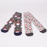 Коледен сет дамски тармо чорапи в сиво и тъмносиво с Дядо Коледа