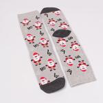 Коледен сет дамски тармо чорапи в сиво и тъмносиво с Дядо Коледа