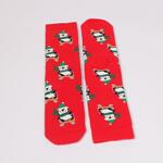 Коледен сет дамски термо чорапи в червен и син цвят с елхички и пингвини
