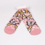 Розови дамски домашни чорапи с пеперуди
