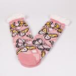 Розови дамски домашни чорапи с пеперуди