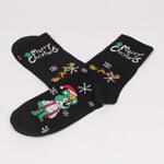 Коледни забавни мъжки чорапи в черен цвят със снежинки