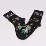 Коледни забавни мъжки чорапи в черен цвят със снежинки