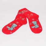 Червени коледни забавни мъжки чорапи със снежинки