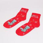 Червени коледни забавни мъжки чорапи със снежинки