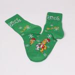 Мъжки коледни забавни чорапи в зелено със снежинки