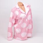 Макси поларена пижама в пепел от рози с копчета и големи розови точки