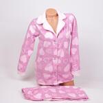 Лилава поларена пижама с копчета и розови сърца