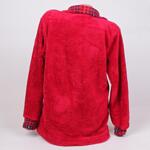Макси тъмно червена зимна пижама с кариран десен и сърце