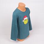 Коледна детско-юношеска пижама в зелен цвят с емотикон за момиче