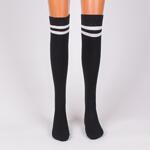 Дамски черни 7/8 чорапи с бели ленти