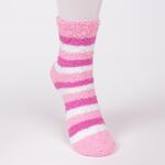 дамски чорапи на райе в бял, розов и виолетов цвят