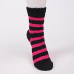 Раирани дамски чорапи в черен и цикламен цвят