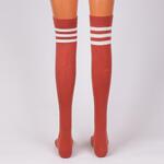 Дамски 7/8 чорапи в керемиден цвят с ленти