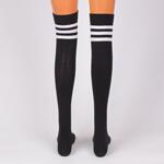 Черни дамски 7/8 чорапи с три бели ленти