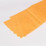 Покривка в патешко жълто с геометричен и флорален десен елипса 140/220