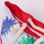 Плажна чанта в бяло и червено с цветни ананаси