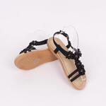 Ежедневни дамски сандали в черен цвят с перли