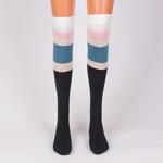 Черни дамски 7/8 чорапи с цветно райе