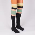 Черни 7/8 дамски чорапи с цветно райе