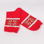 Червени къси дамски чорапи със снежинка