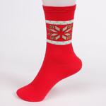 Червени къси дамски чорапи със снежинка