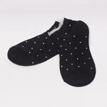 Черни дамски чорапи с бели точки и дантела