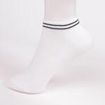 Бели дамски чорапи с черни ленти и дантела