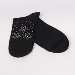 Черни къси дамски чорапи с цветя от камъчета