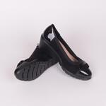 Черни дамски обувки лак и велур на платформа