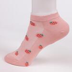 Дамски чорапи в цвят пудра с дантела и ягоди