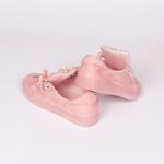 Розови дамски спортни обувки от еко велур с перли