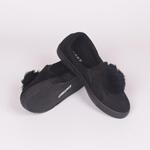 Черни дамски обувки от еко велур с пухче