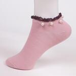 Дамски бледо розови чорапи с ламе и перли