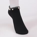 Черни дамски чорапи с ламе и перли