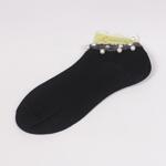 Черни дамски чорапи с ламе и перли