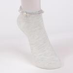 Дамски чорапи в светлосив меланж с ламе и перли