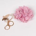 Аксесоар за чанта или ключодържател в цвят пепел от рози с перли и пеперуда
