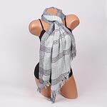 Асиметричен дамски шал в два нюанса сиво