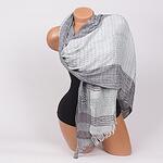 Асиметричен дамски шал в два нюанса сиво