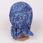 Синя кърпа за глава с орнаменти и флорален десен
