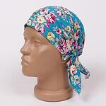 Кърпа за глава в син тюркоаз с красиви цветя