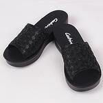 Черни летни дамски чехли на платформа