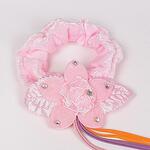 Плюшен розов ластик за коса с цвете