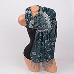 Дамски шал с интересен десен в петролен цвят
