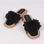 Черни ежедневни дамски чехли с цветя