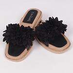 Черни ежедневни дамски чехли с цветя