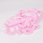 Розов дамски шал с ресни и перлички
