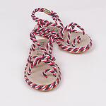 Летни дамски сандали от въже в червен, бял и син цвят