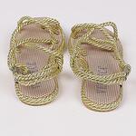 Златисти летни дамски сандали  от въже